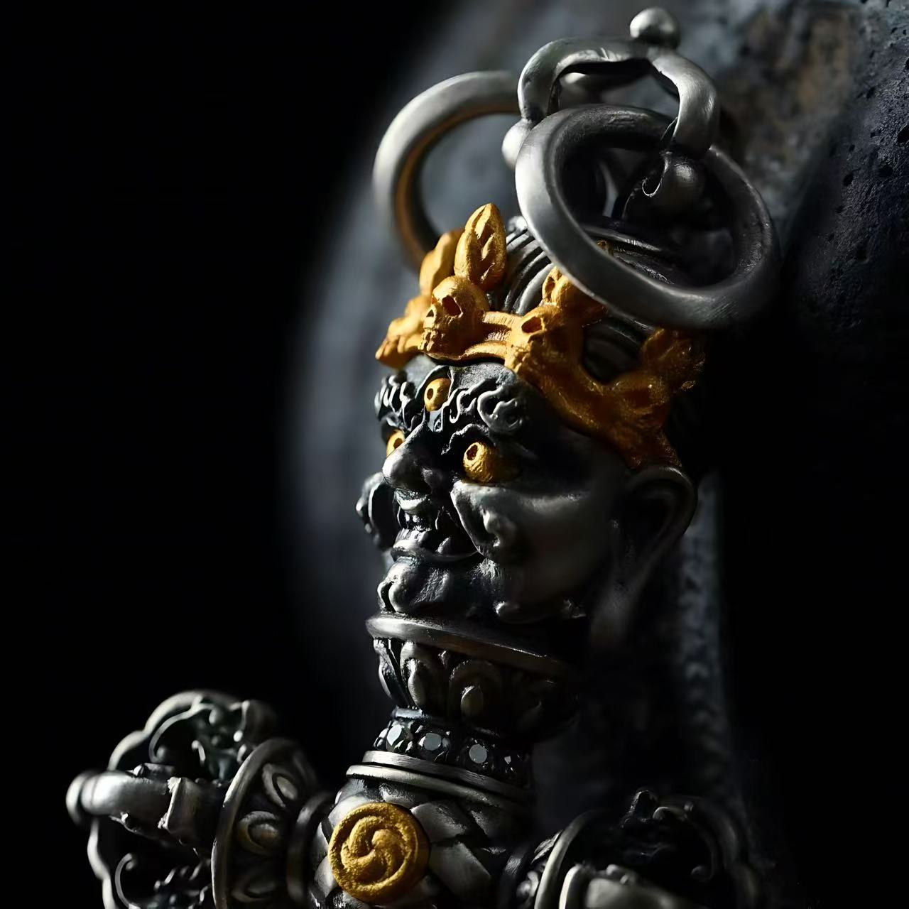 Pendant of a Phurba and Kartrika Inlaid in s925 Sterling Silver