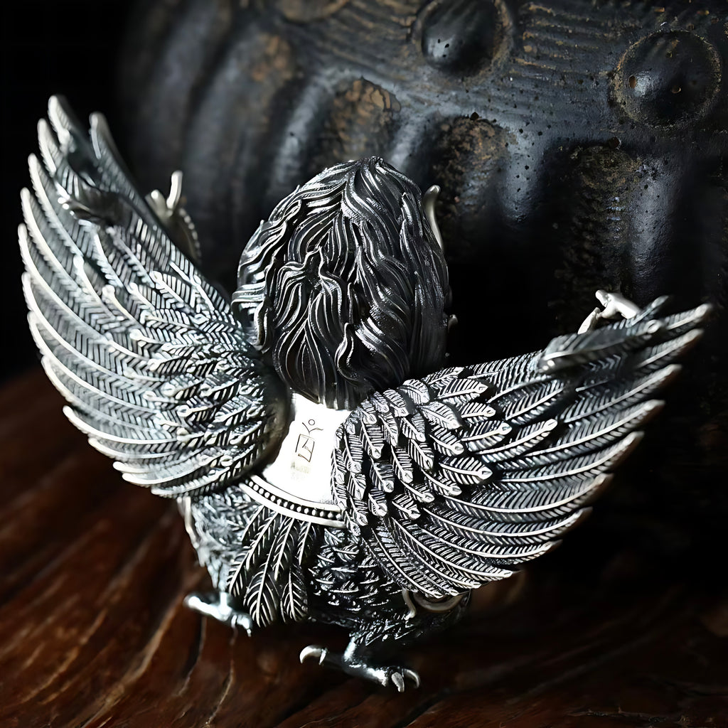 Pendant Featuring a Garuda Masterfully Inlaid in AU990 Gold and S925 Silver