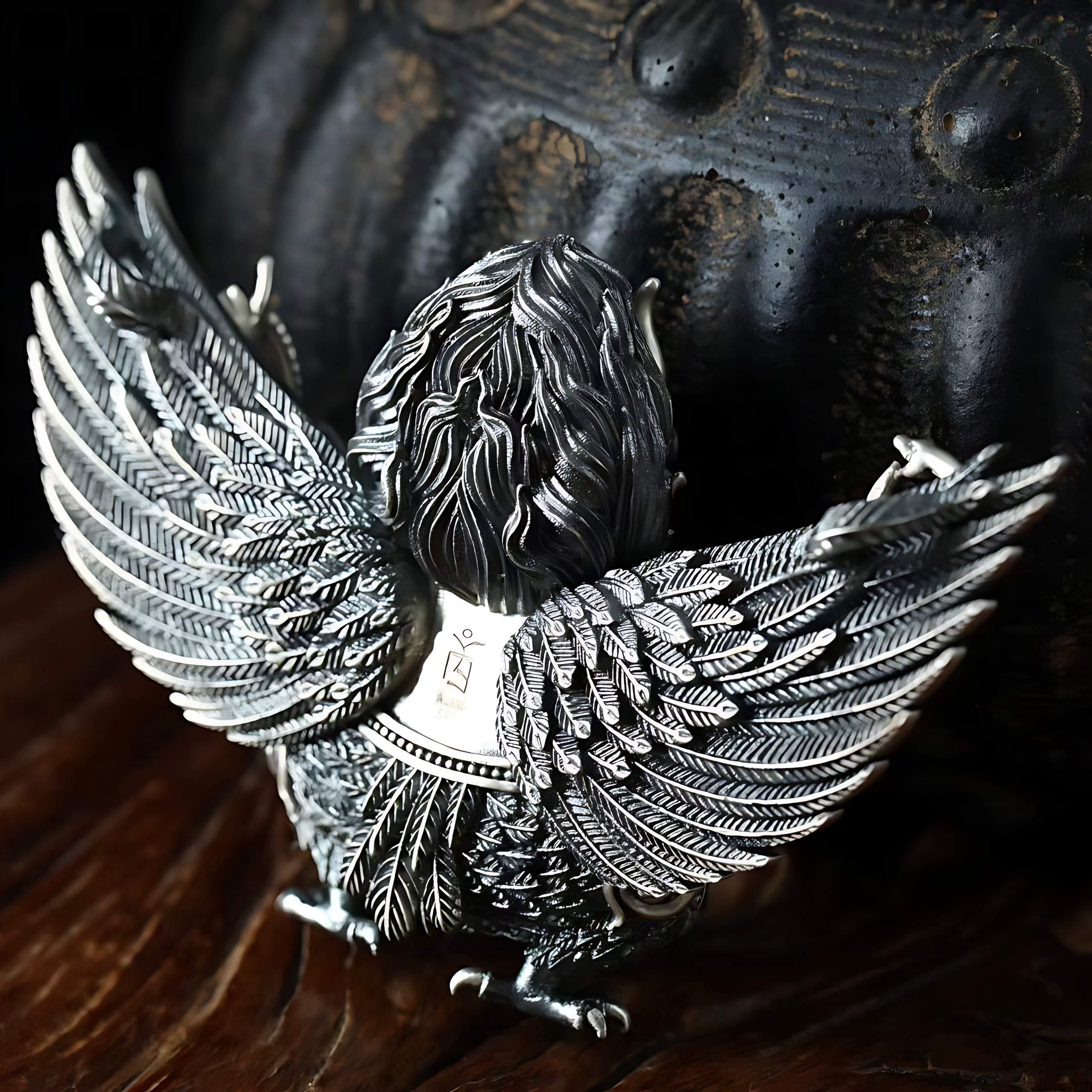 Pendant Featuring a Garuda Masterfully Inlaid in AU990 Gold and S925 Silver