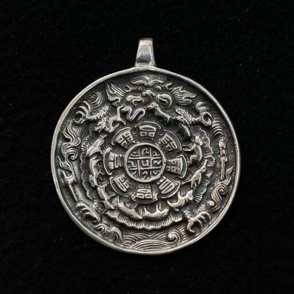 999 Silver Exquisite Nine Palaces and Eight Trigrams Plate