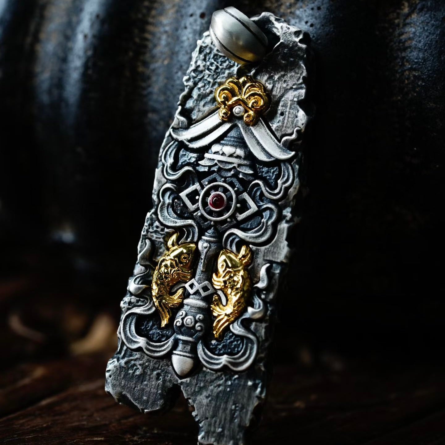 S925 Silver Pendant Masterfully Inlaid with the Eight Auspicious Symbols