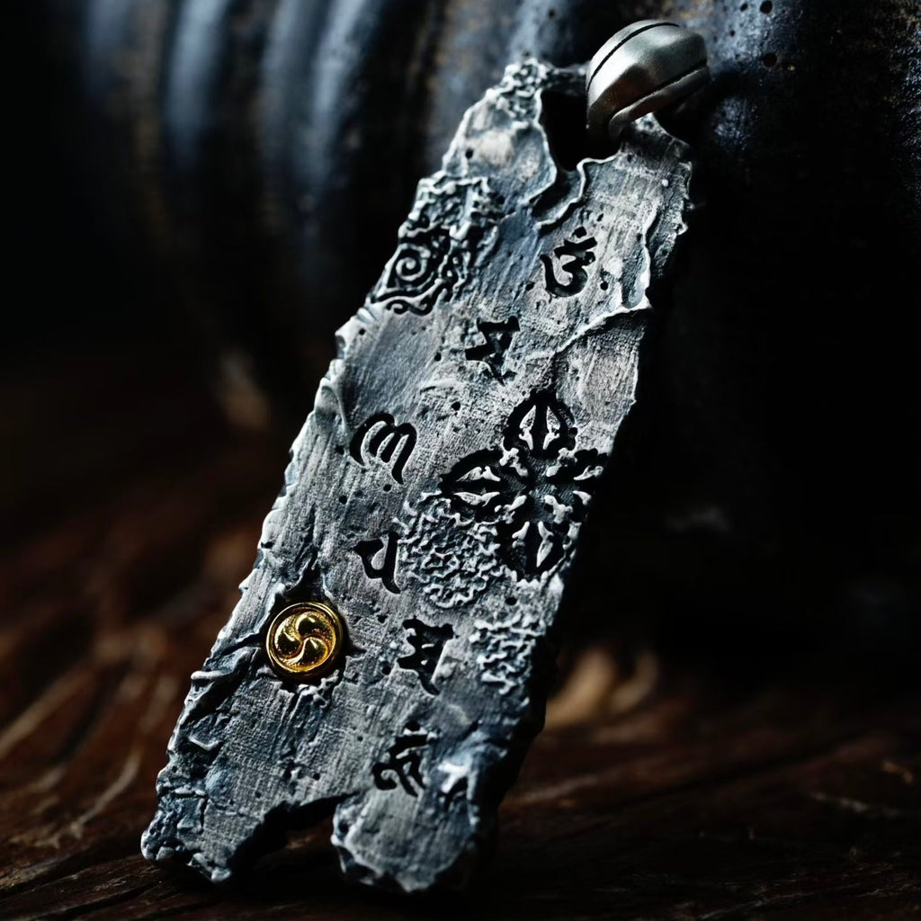 S925 Silver Pendant Masterfully Inlaid with the Eight Auspicious Symbols