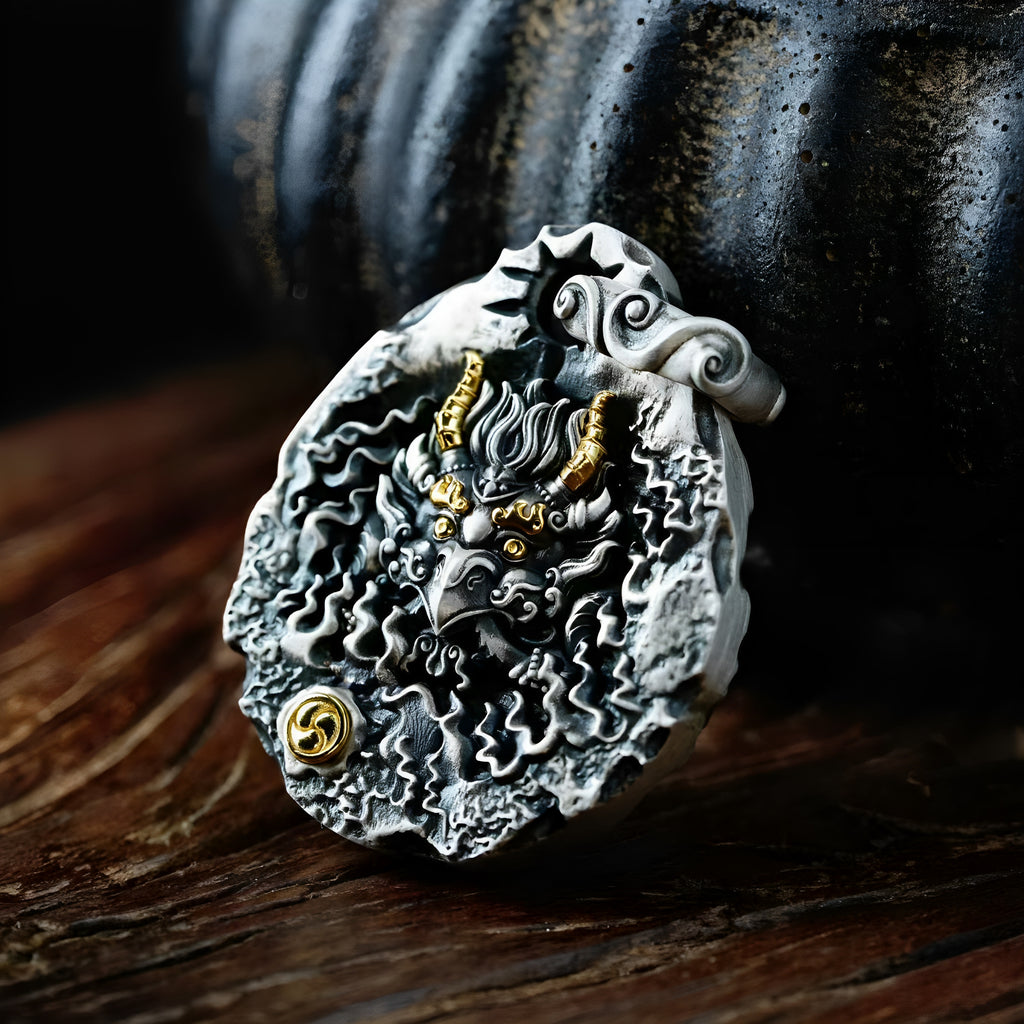 S925 Silver Pendant Masterfully Inlaid with a Garuda