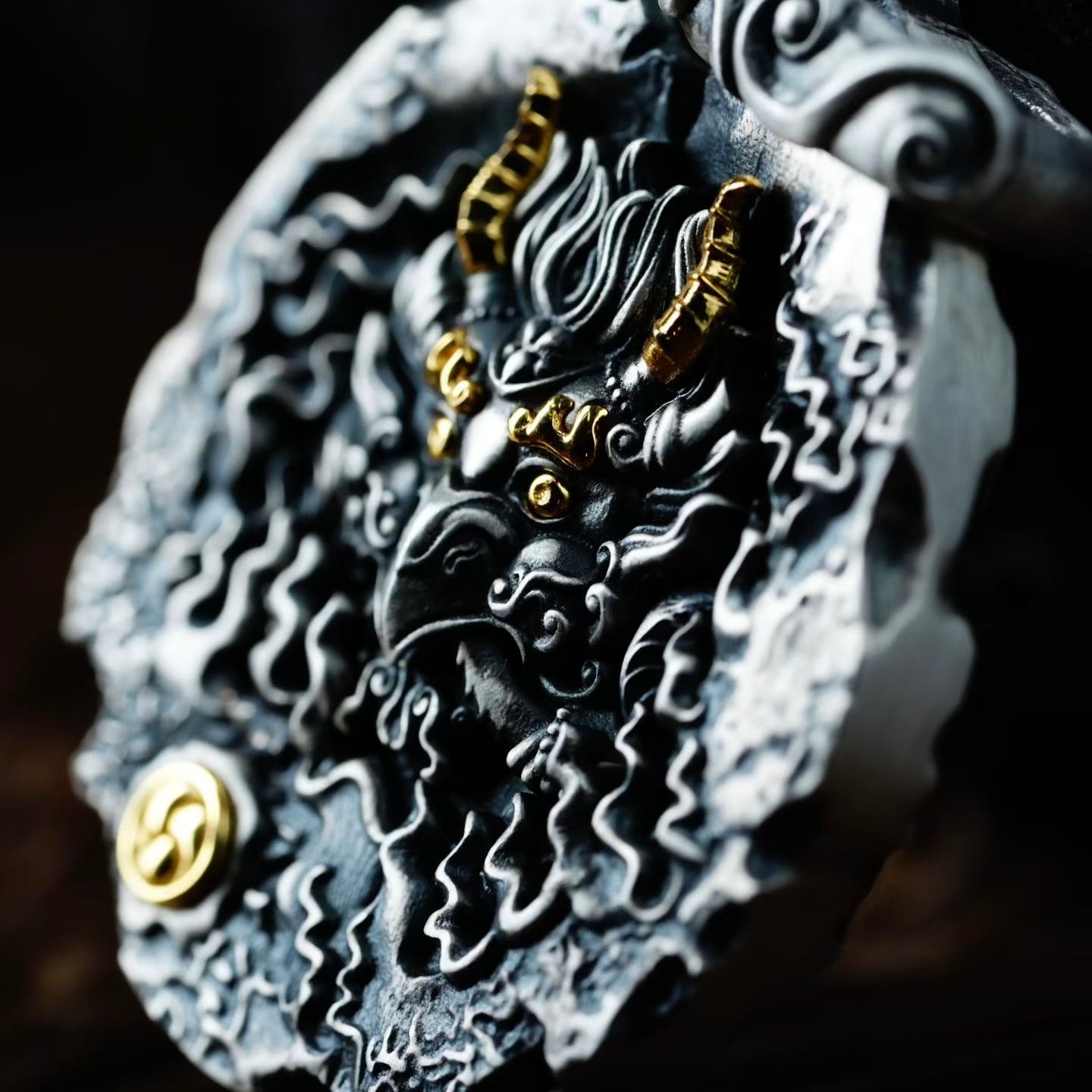 S925 Silver Pendant Masterfully Inlaid with a Garuda