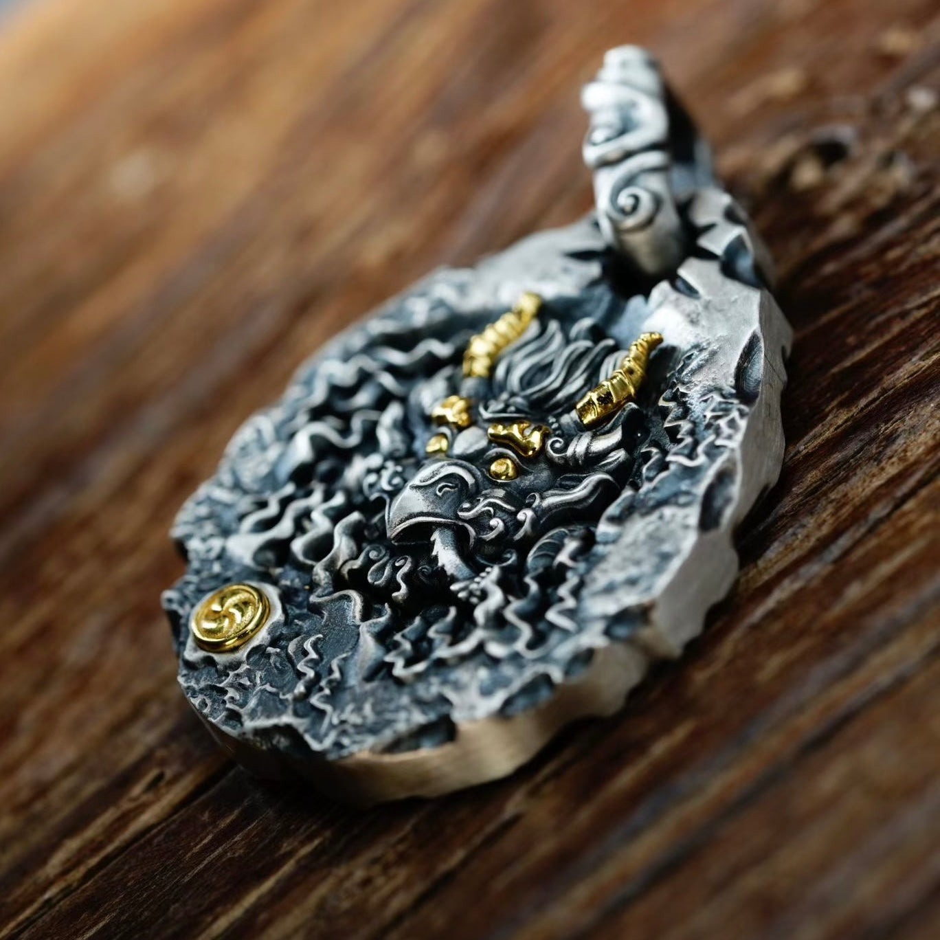 S925 Silver Pendant Masterfully Inlaid with a Garuda