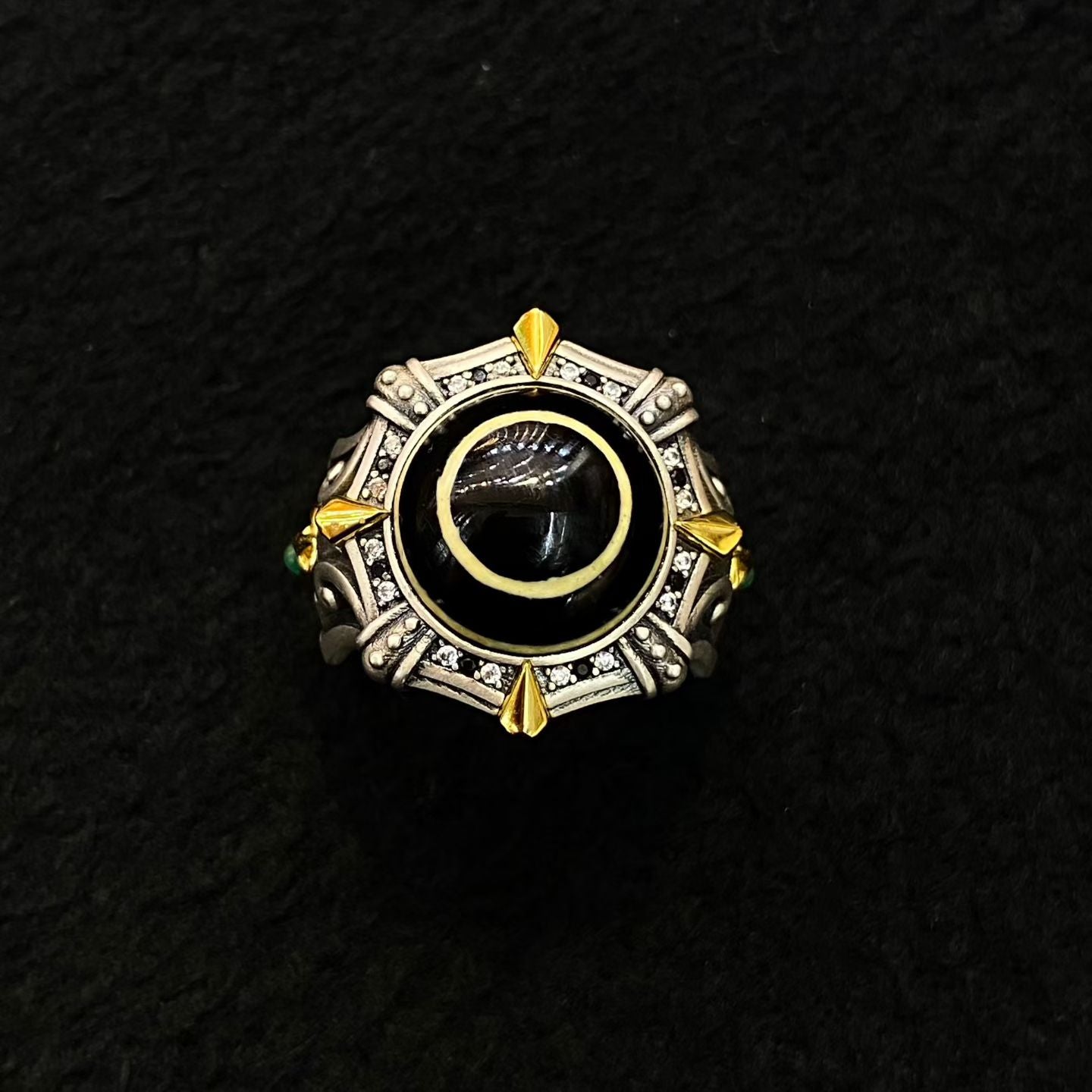 S925 Silver Vajra Ring Inlaid with a "Ghost Eye" Bead