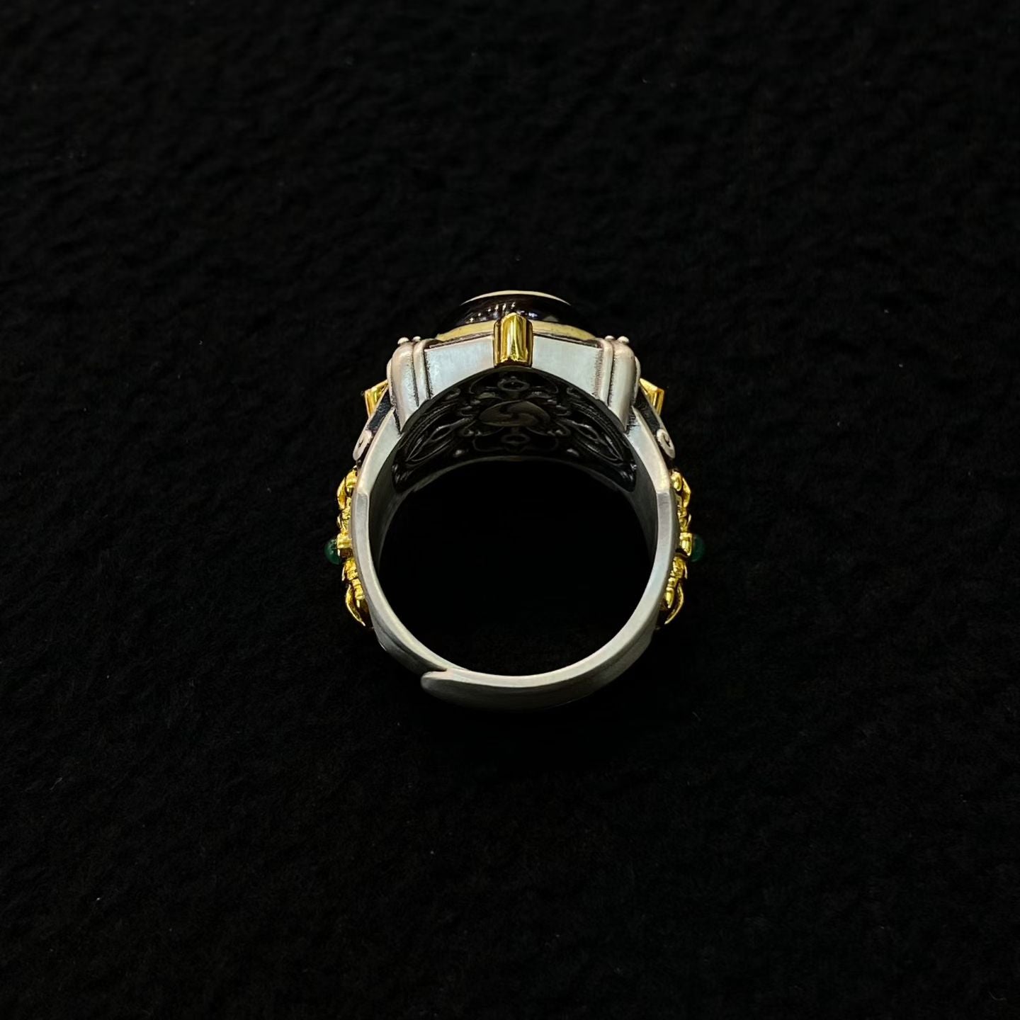 S925 Silver Vajra Ring Inlaid with a "Ghost Eye" Bead