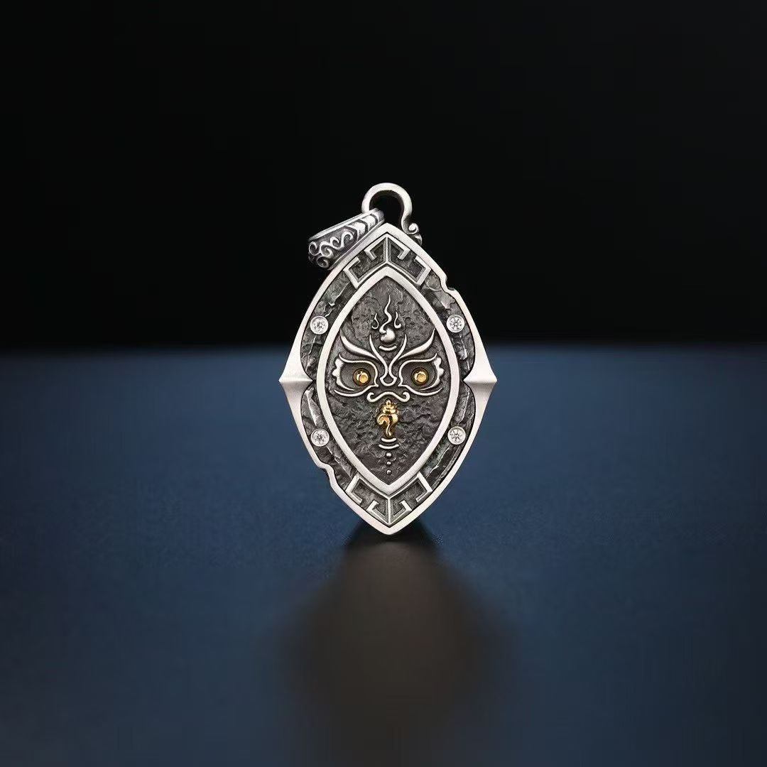 S925 Silver Pendant Exquisitely Inlaid with the All-Seeing Eye of Jambhala
