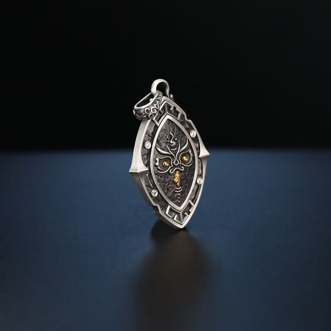 S925 Silver Pendant Exquisitely Inlaid with the All-Seeing Eye of Jambhala