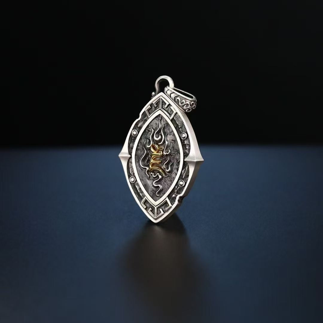 S925 Silver Pendant Exquisitely Inlaid with the All-Seeing Eye of Jambhala
