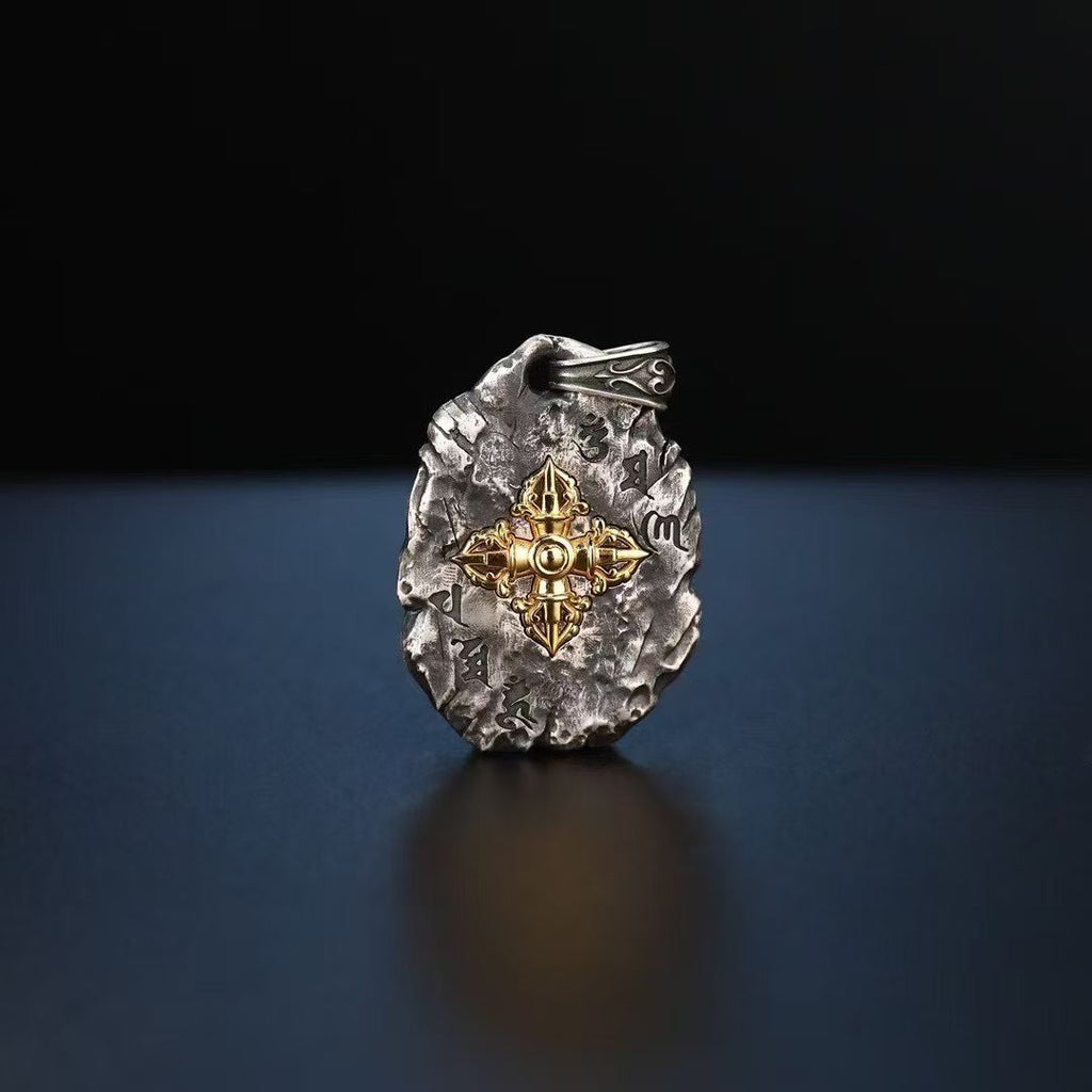 S925 Silver Pendant with an Exquisitely Inlaid Stupa