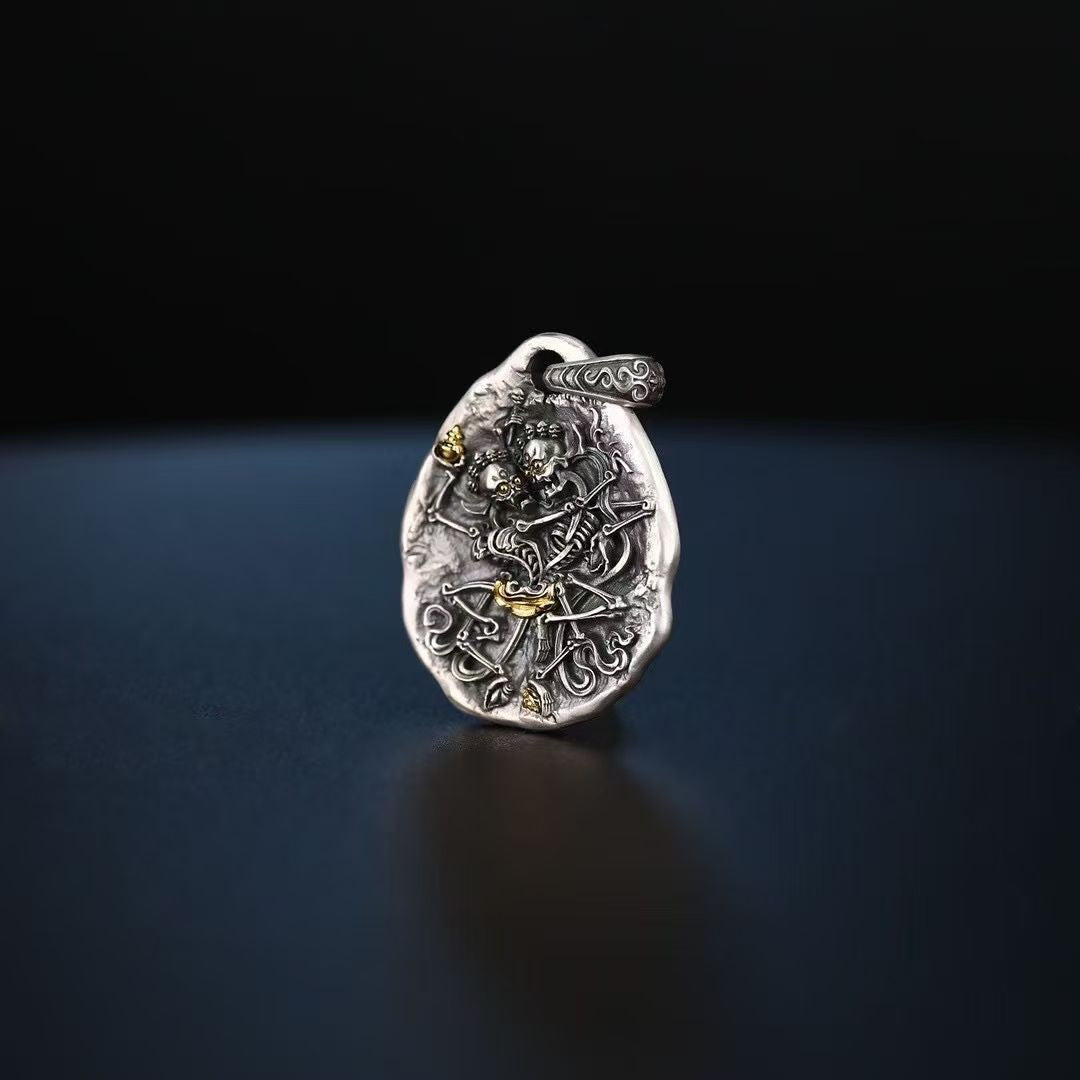 Skull Guardians (Charnel Ground Lords) Pendant in S925 Silver