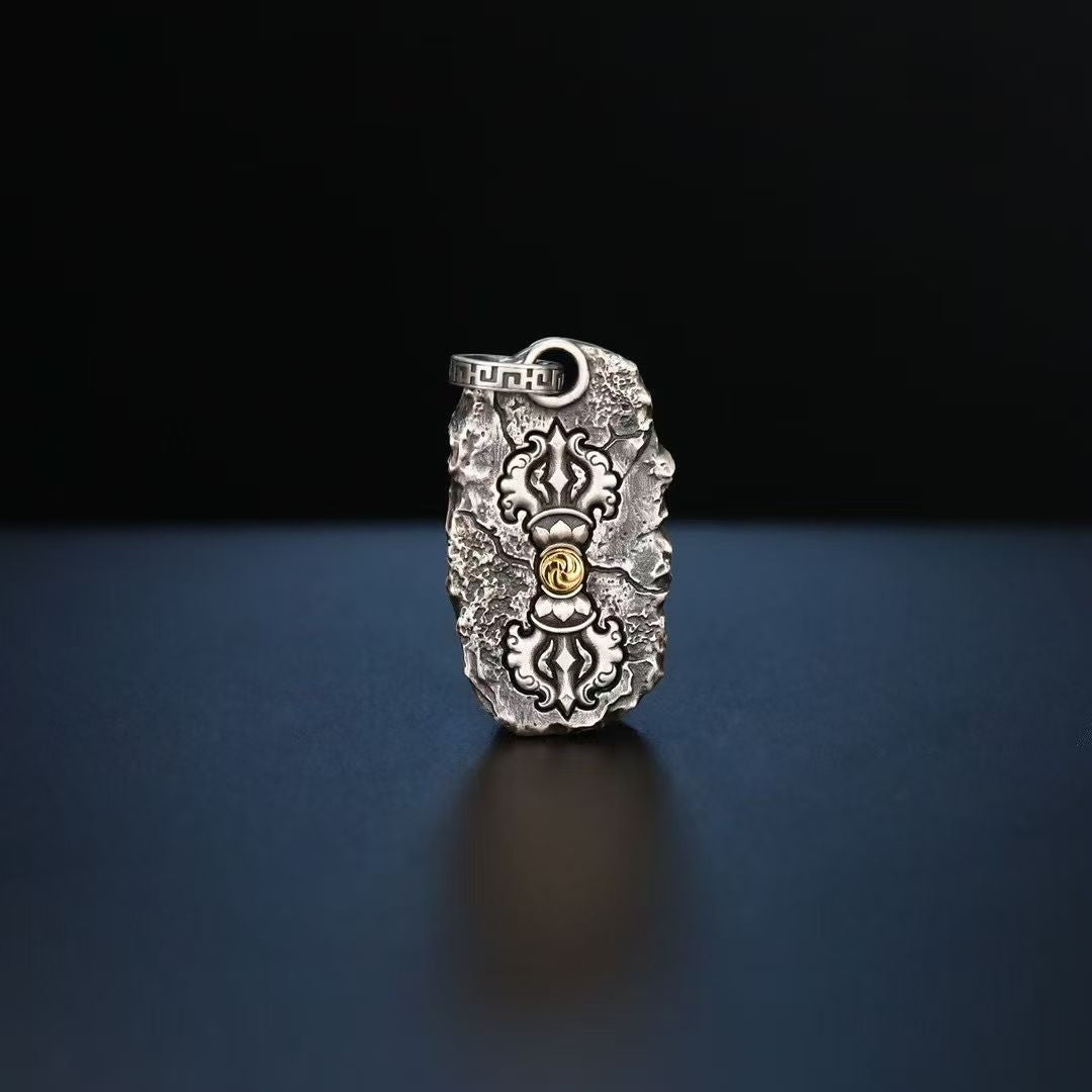 S925 Silver Pendant Exquisitely Inlaid with the Six-Syllable Mantra