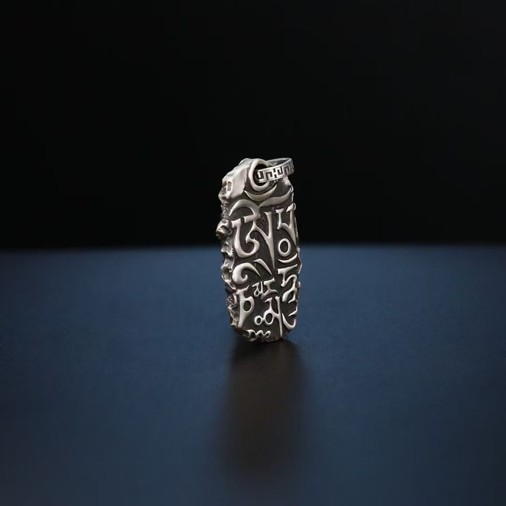 S925 Silver Pendant Exquisitely Inlaid with the Six-Syllable Mantra