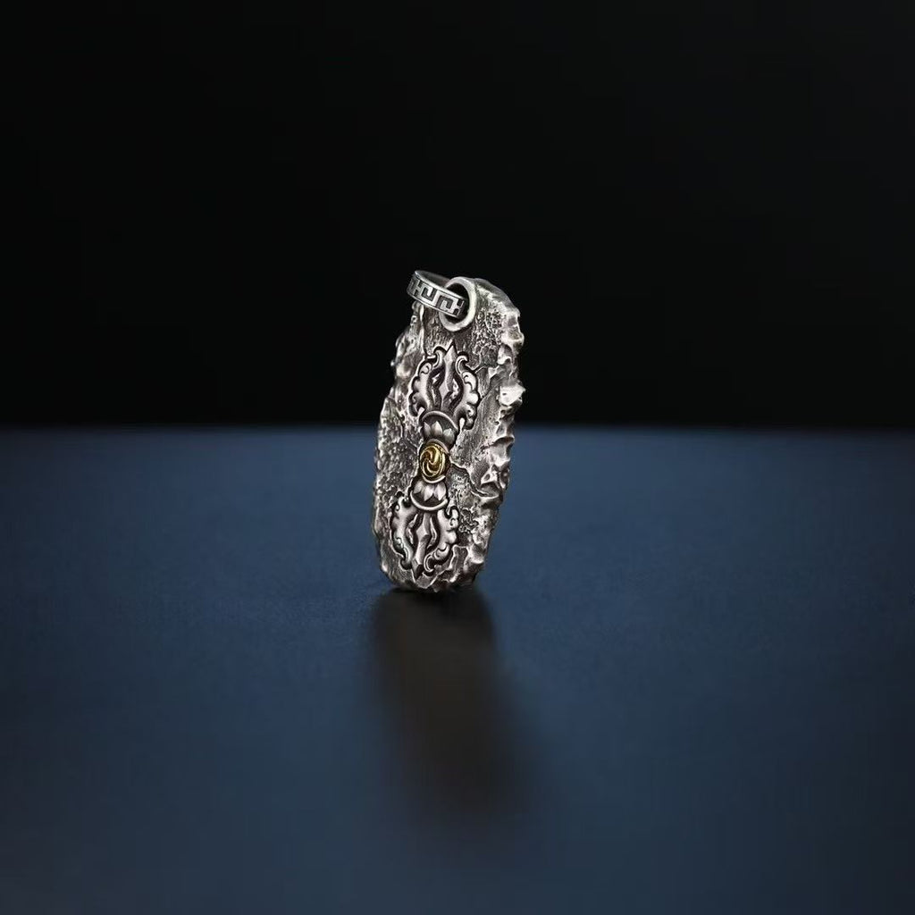 S925 Silver Pendant Exquisitely Inlaid with the Six-Syllable Mantra