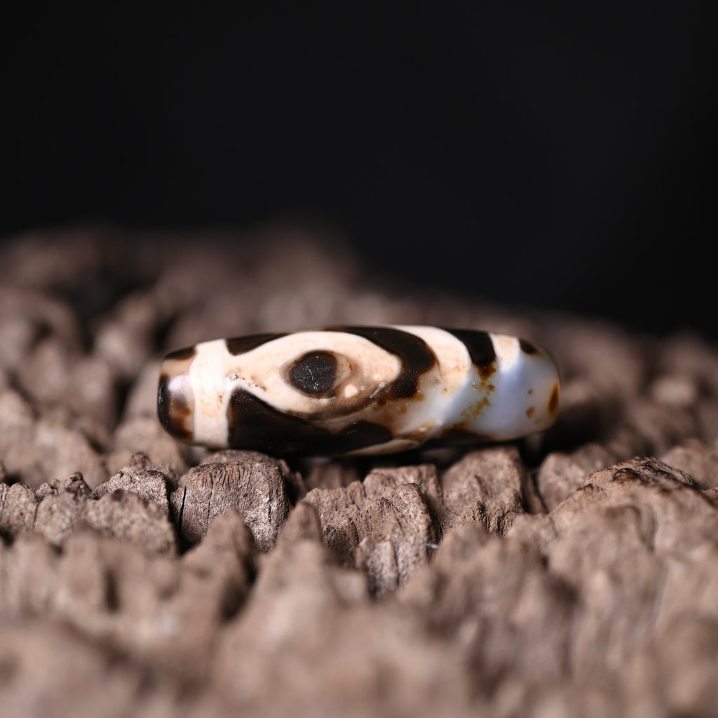 Rainbow Double Buddha Eyes Dzi Bead（Collector's Tier Vintage Collector Dzi - One-of-a-Kind Bead with Patina & Soul）