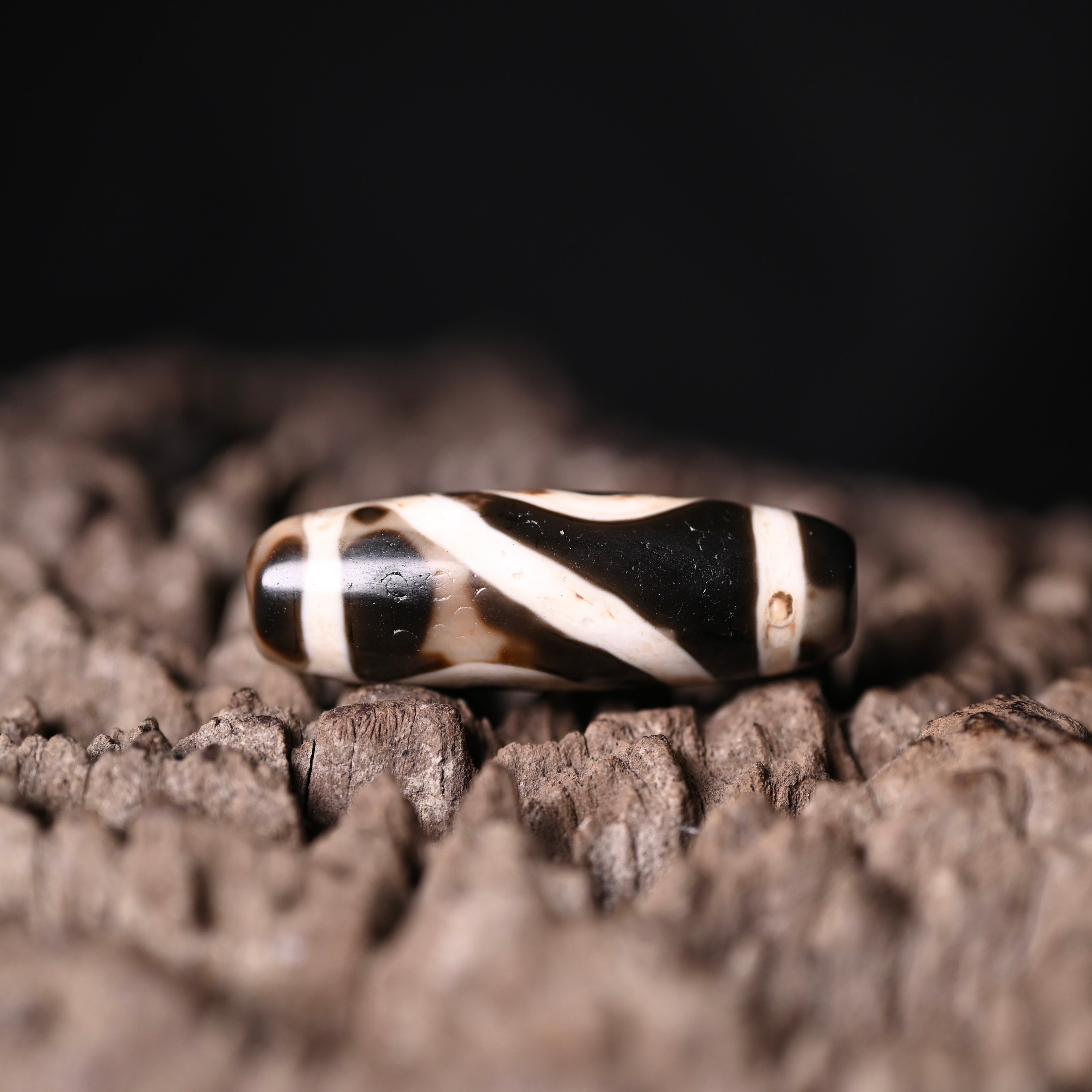 Rainbow Double Buddha Eyes Dzi Bead（Collector's Tier Vintage Collector Dzi - One-of-a-Kind Bead with Patina & Soul）