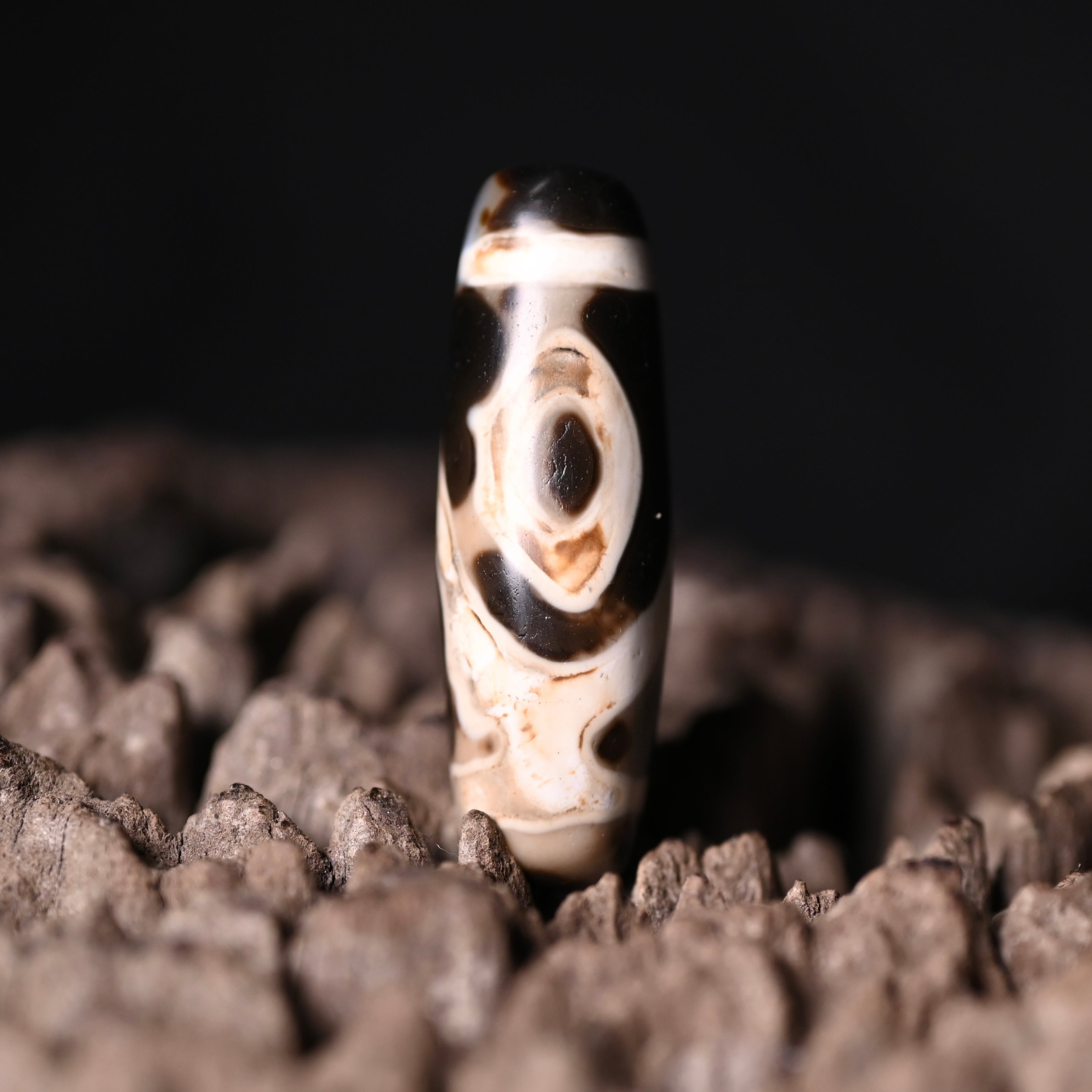 Rainbow Double Buddha Eyes Dzi Bead（Collector's Tier Vintage Collector Dzi - One-of-a-Kind Bead with Patina & Soul）