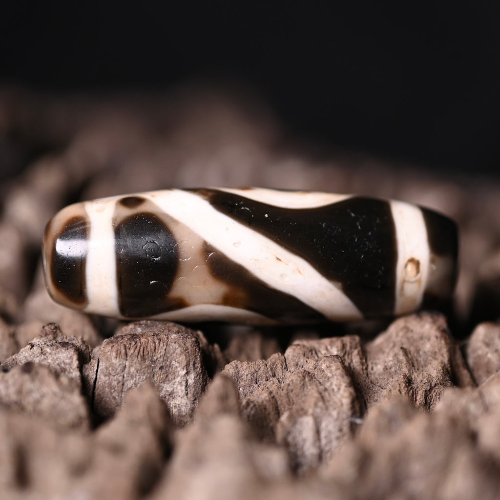 Rainbow Double Buddha Eyes Dzi Bead（Collector's Tier Vintage Collector Dzi - One-of-a-Kind Bead with Patina & Soul）