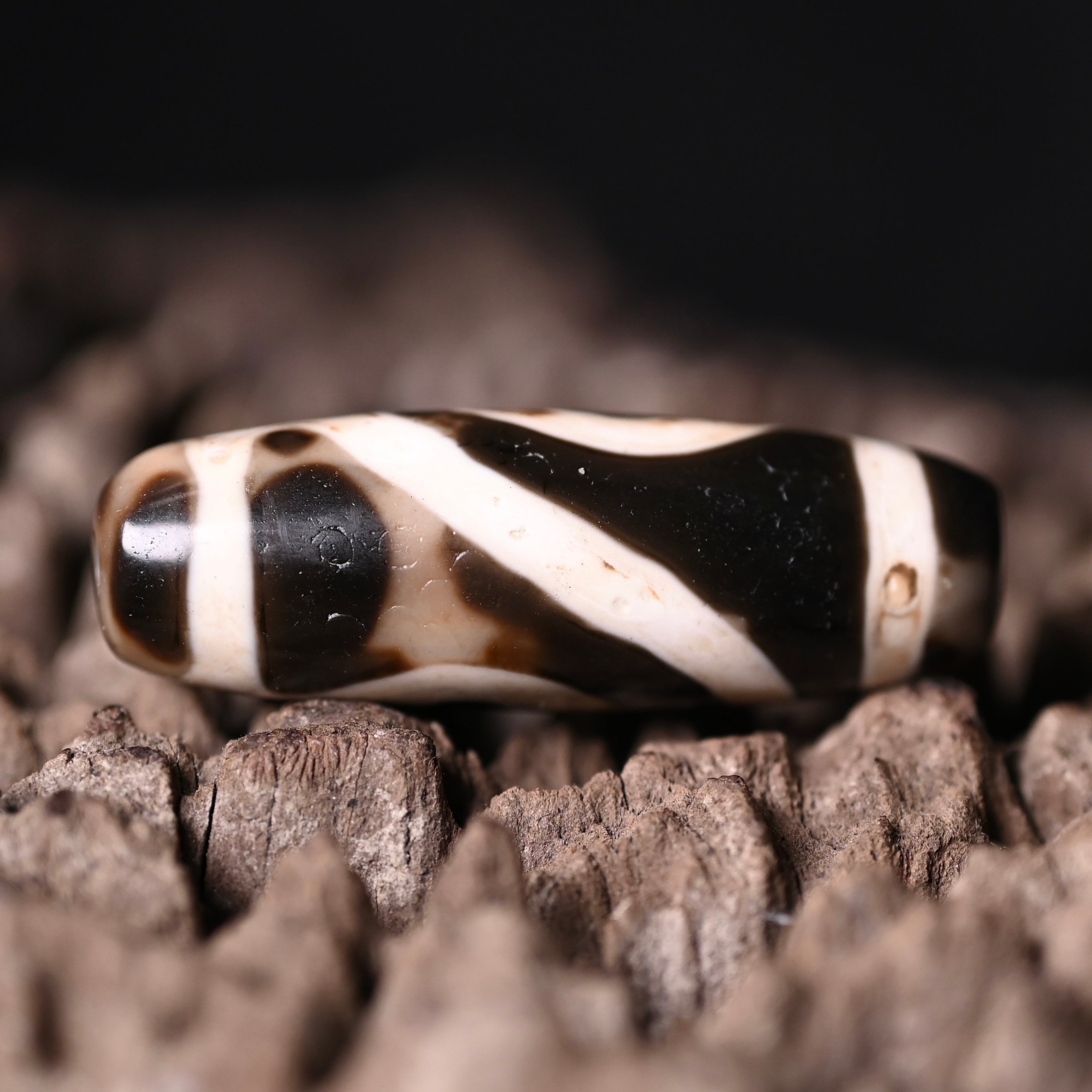 Rainbow Double Buddha Eyes Dzi Bead（Collector's Tier Vintage Collector Dzi - One-of-a-Kind Bead with Patina & Soul）