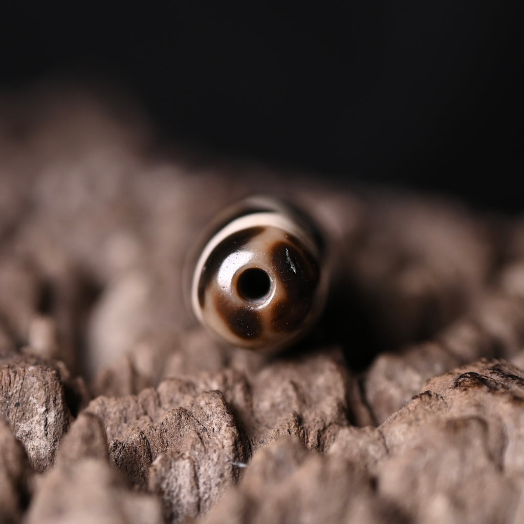 Rainbow Double Buddha Eyes Dzi Bead（Collector's Tier Vintage Collector Dzi - One-of-a-Kind Bead with Patina & Soul）