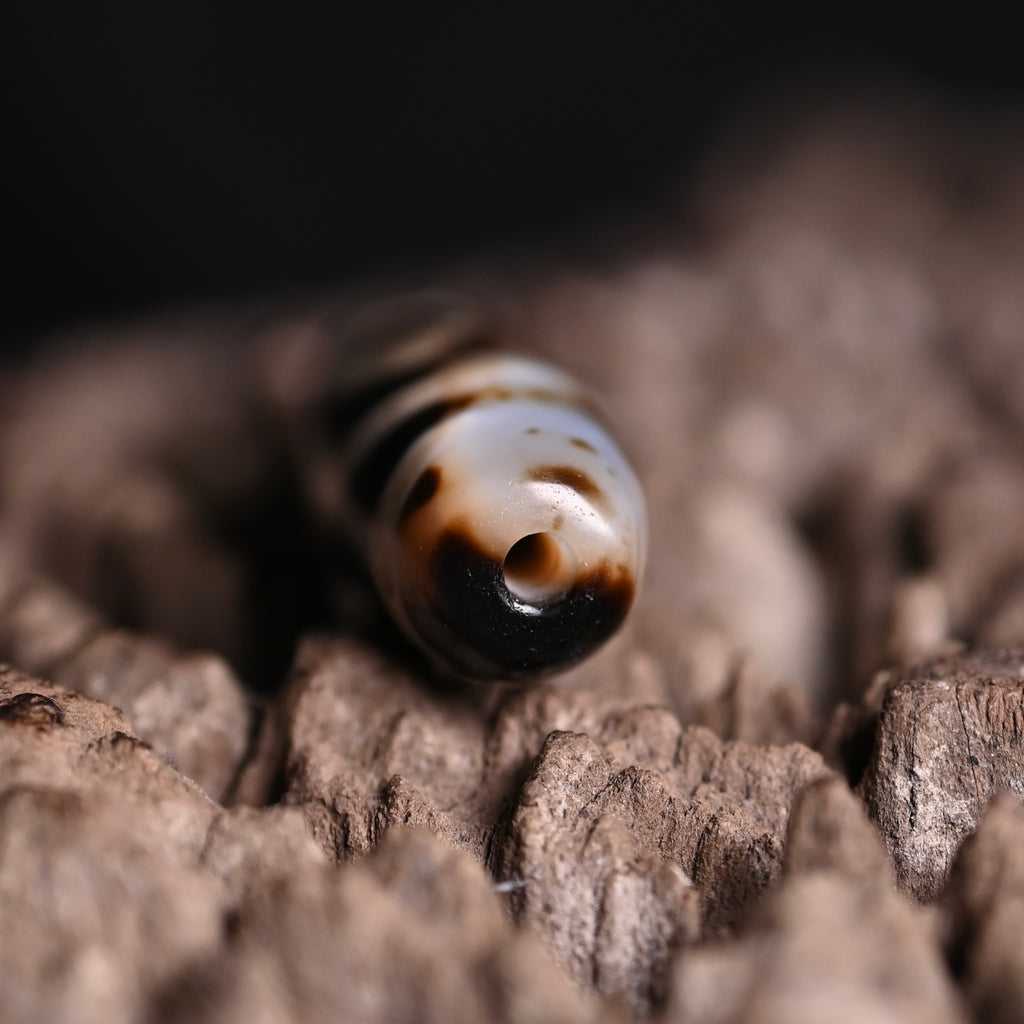 Rainbow Double Buddha Eyes Dzi Bead（Collector's Tier Vintage Collector Dzi - One-of-a-Kind Bead with Patina & Soul）
