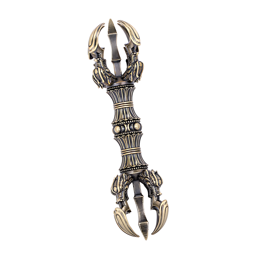 The Four Wisdom Kings' Five-Pronged Vajra (like the ultimate scepter commanding the four elemental lords of sacred defense)