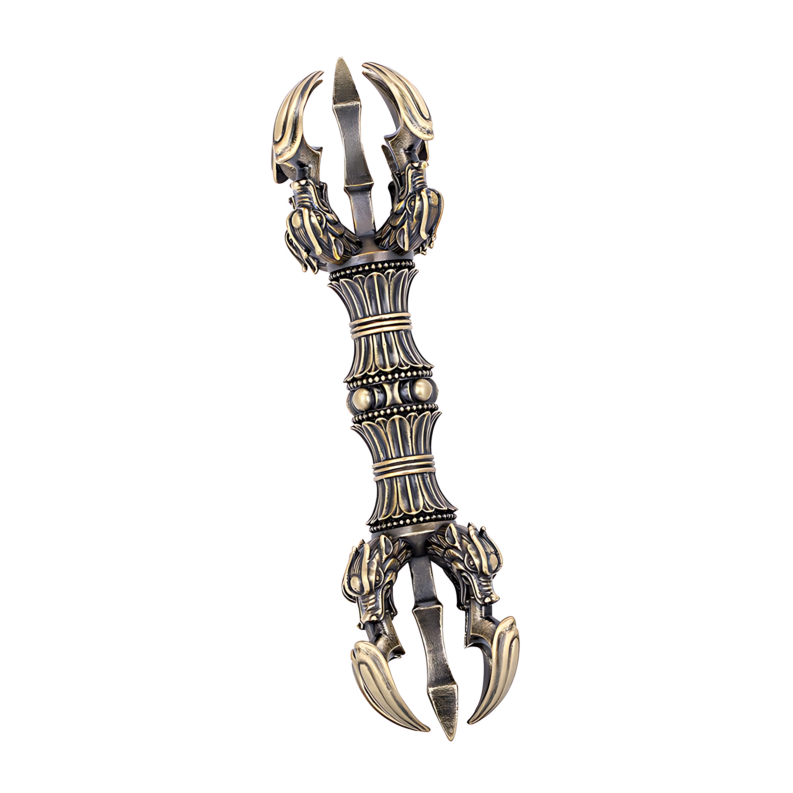 The Four Wisdom Kings' Five-Pronged Vajra (like the ultimate scepter commanding the four elemental lords of sacred defense)