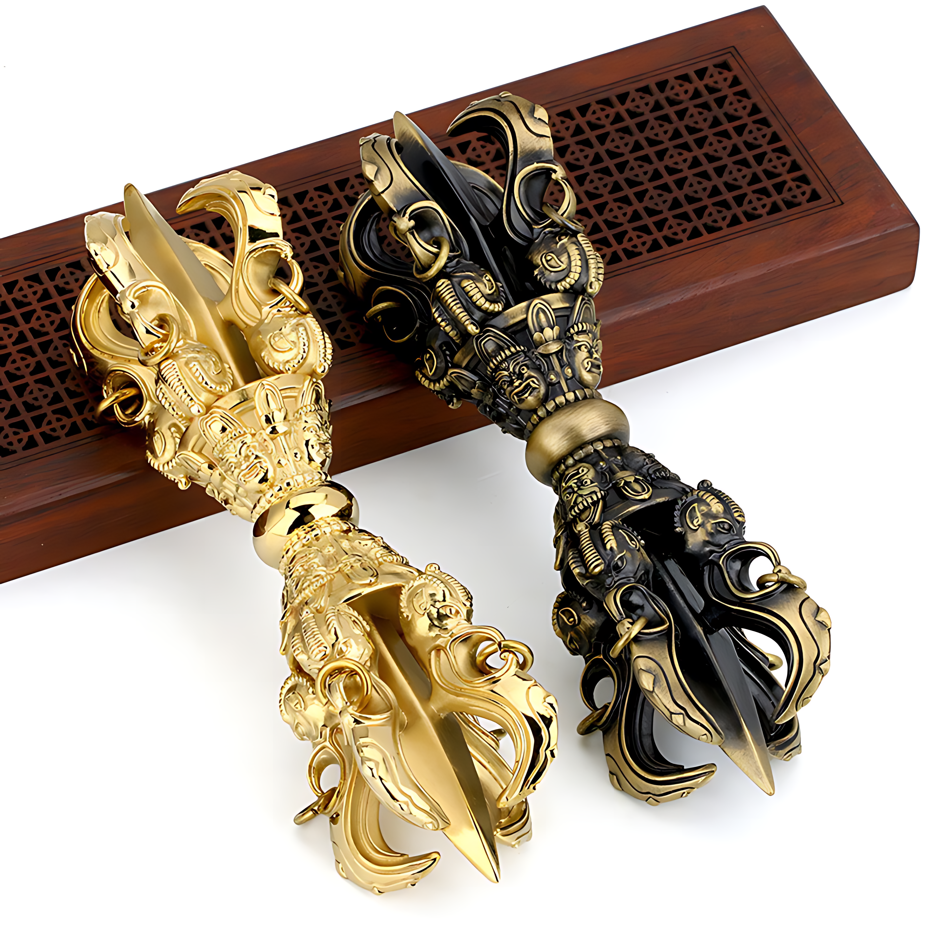 Pala Dynasty Style Five-Pronged Vajra （like a sacred sculpture of cosmic power you can hold in your hand）