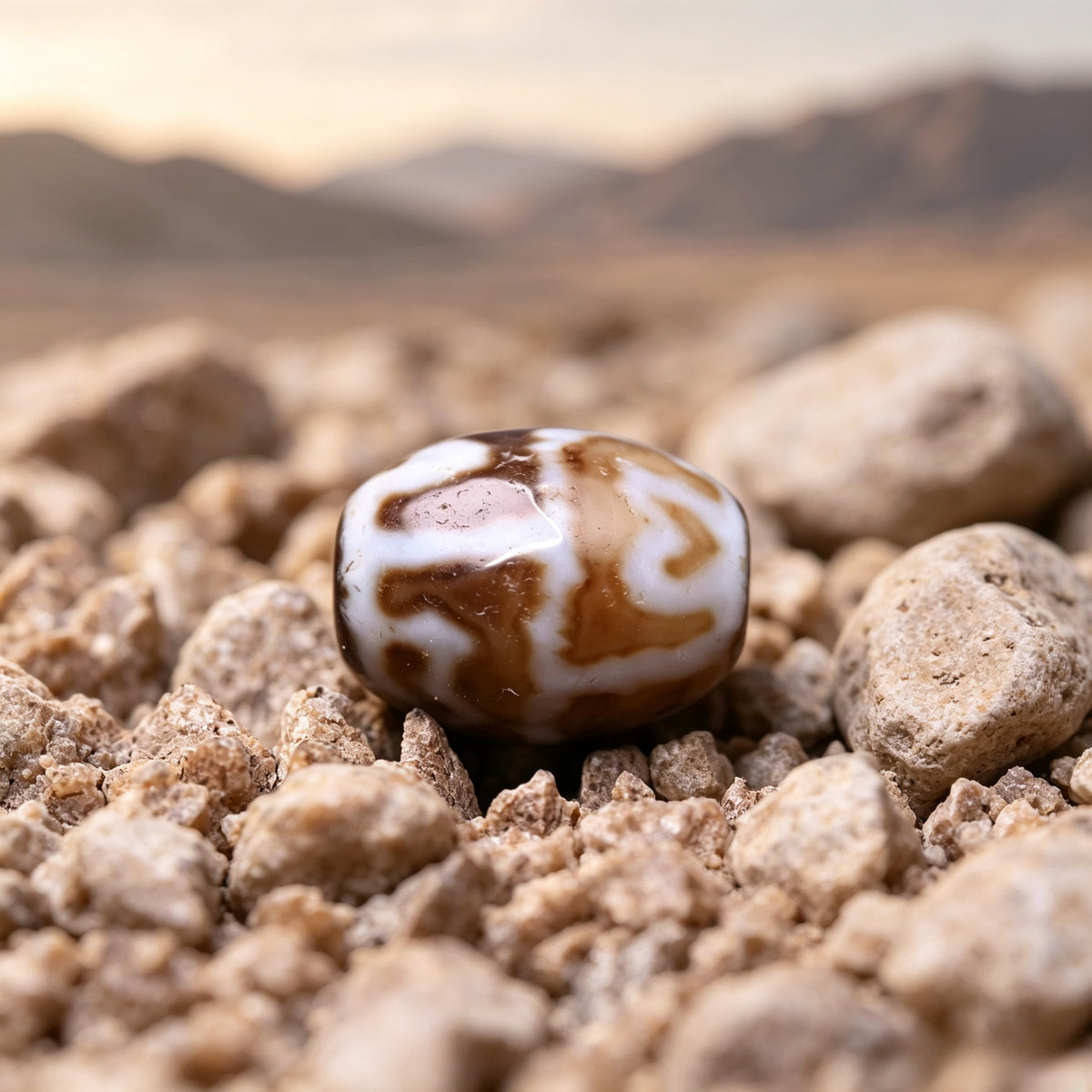 Earth-Gate Pattern Lotus Dalo Dzi Bead
