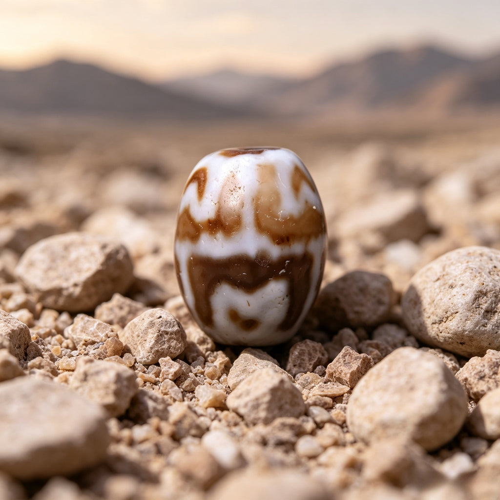 Earth-Gate Pattern Lotus Dalo Dzi Bead