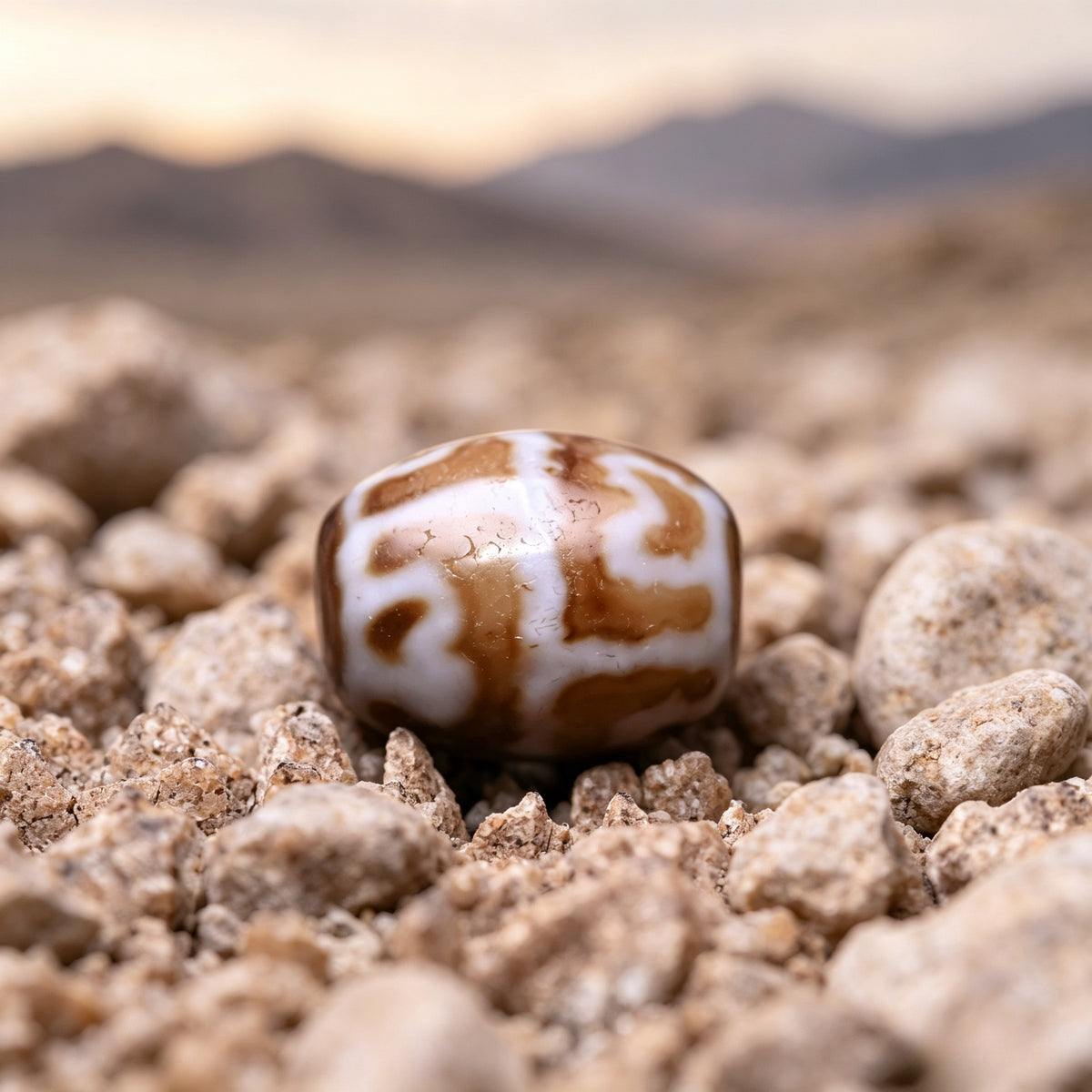 Earth-Gate Pattern Lotus Dalo Dzi Bead