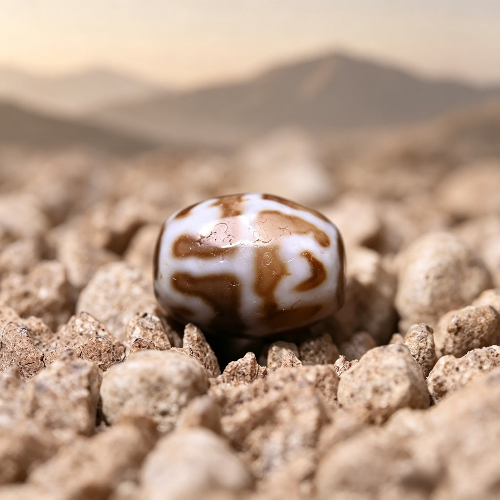Earth-Gate Pattern Lotus Dalo Dzi Bead