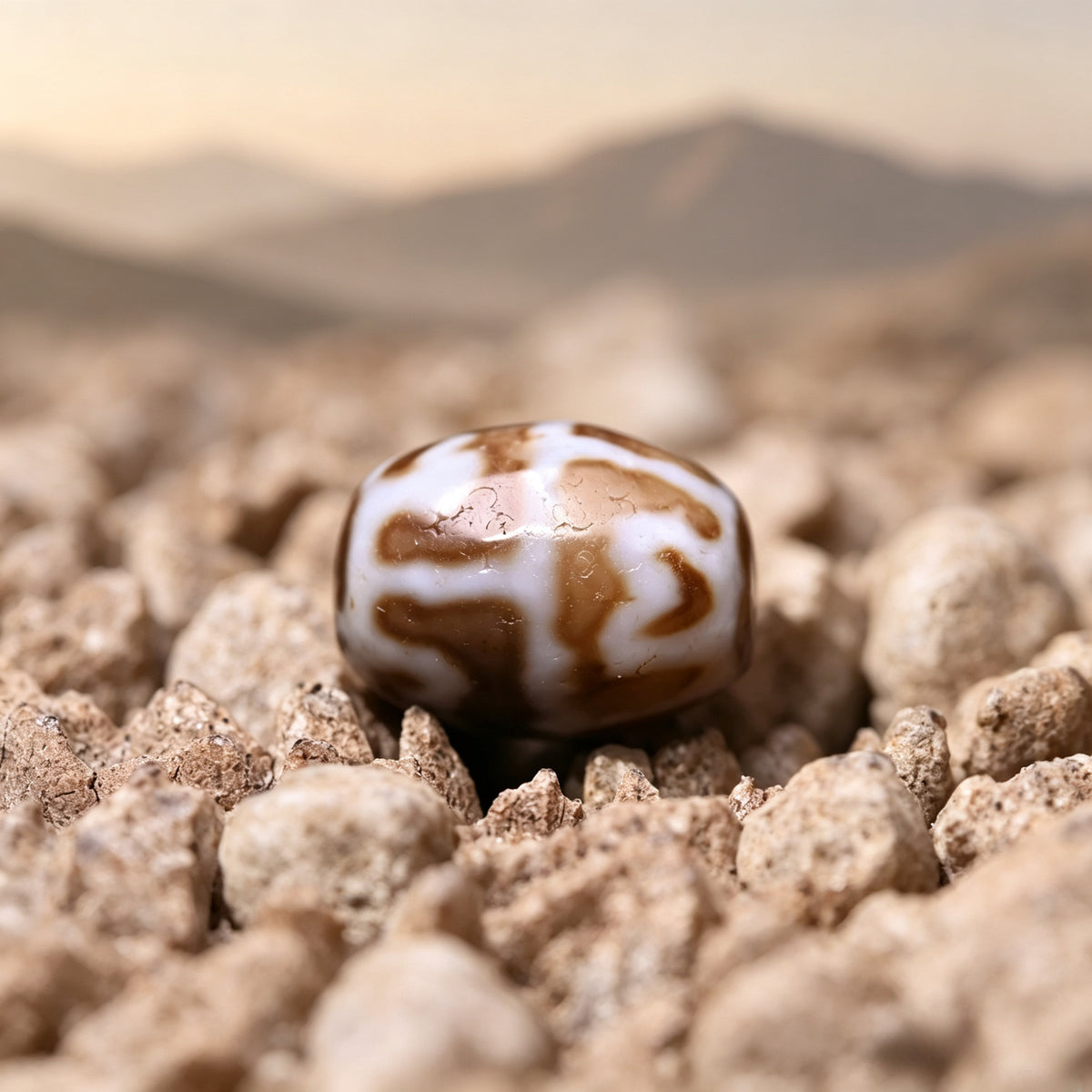 Earth-Gate Pattern Lotus Dalo Dzi Bead