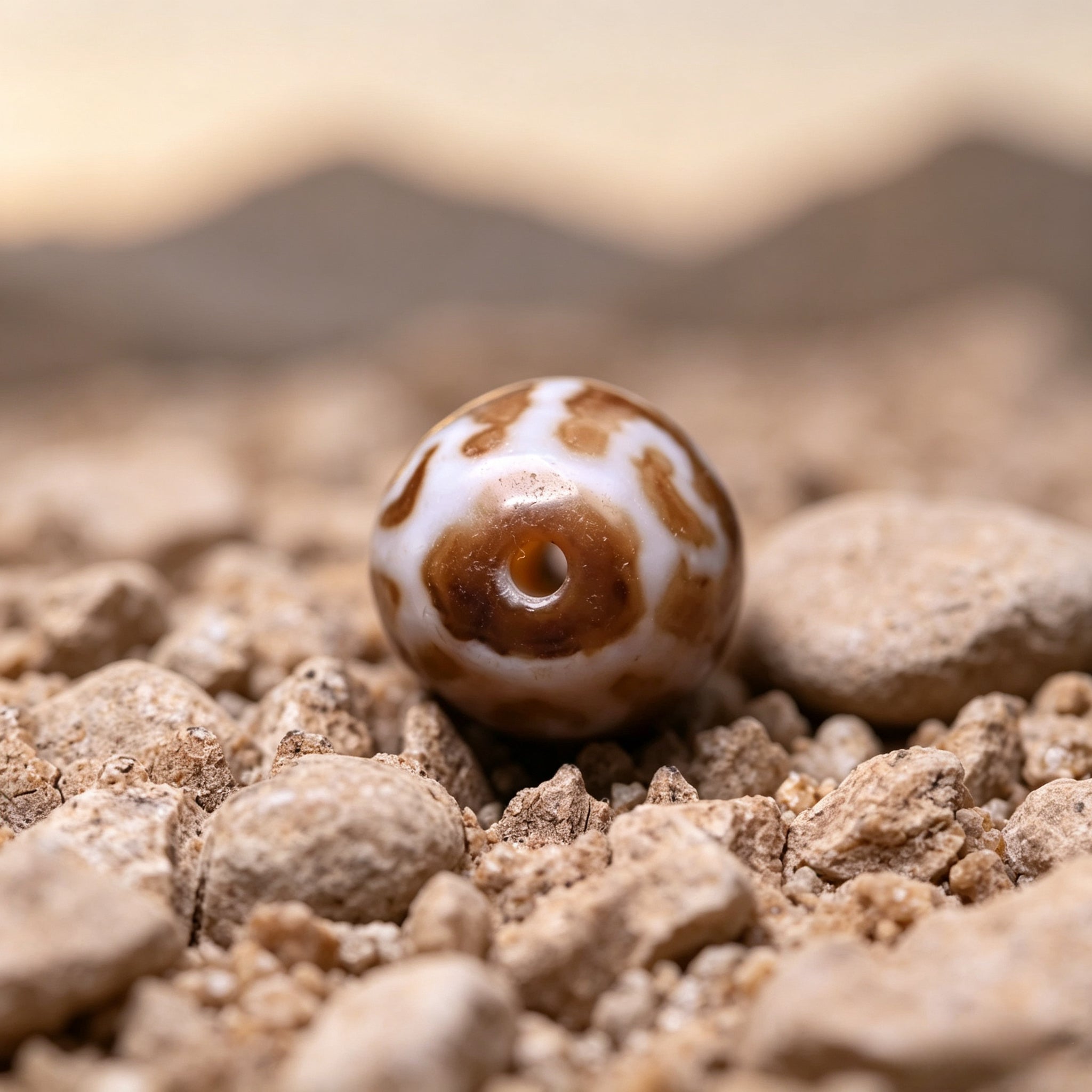 Earth-Gate Pattern Lotus Dalo Dzi Bead
