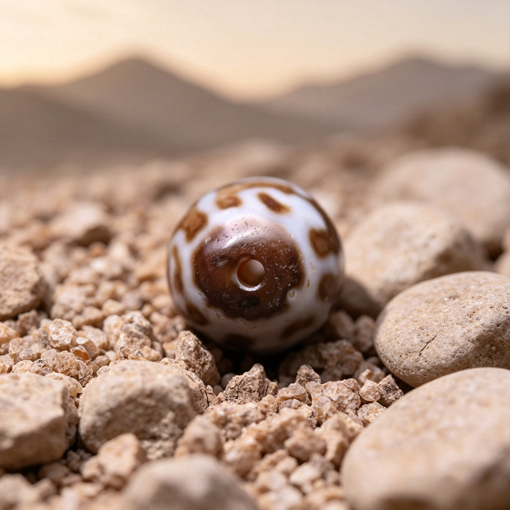 Earth-Gate Pattern Lotus Dalo Dzi Bead