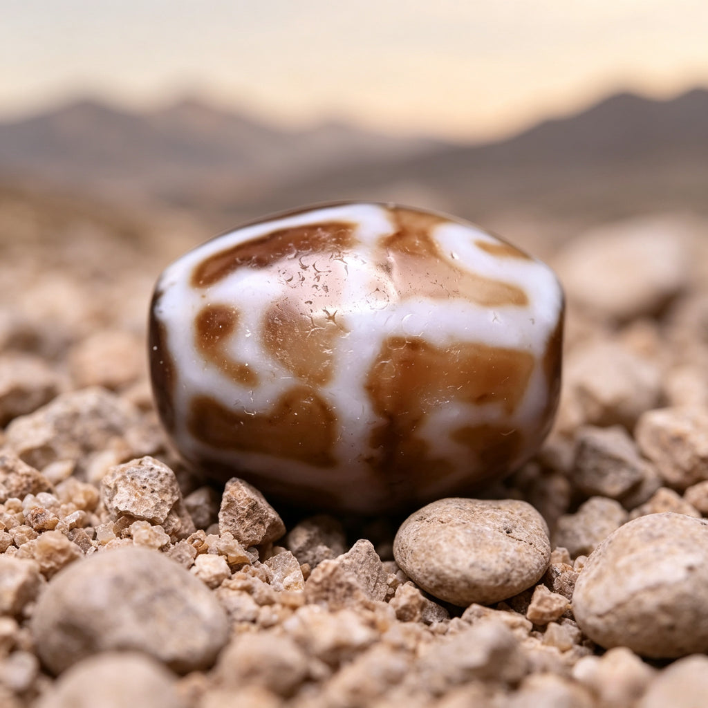 Earth-Gate Pattern Lotus Dalo Dzi Bead