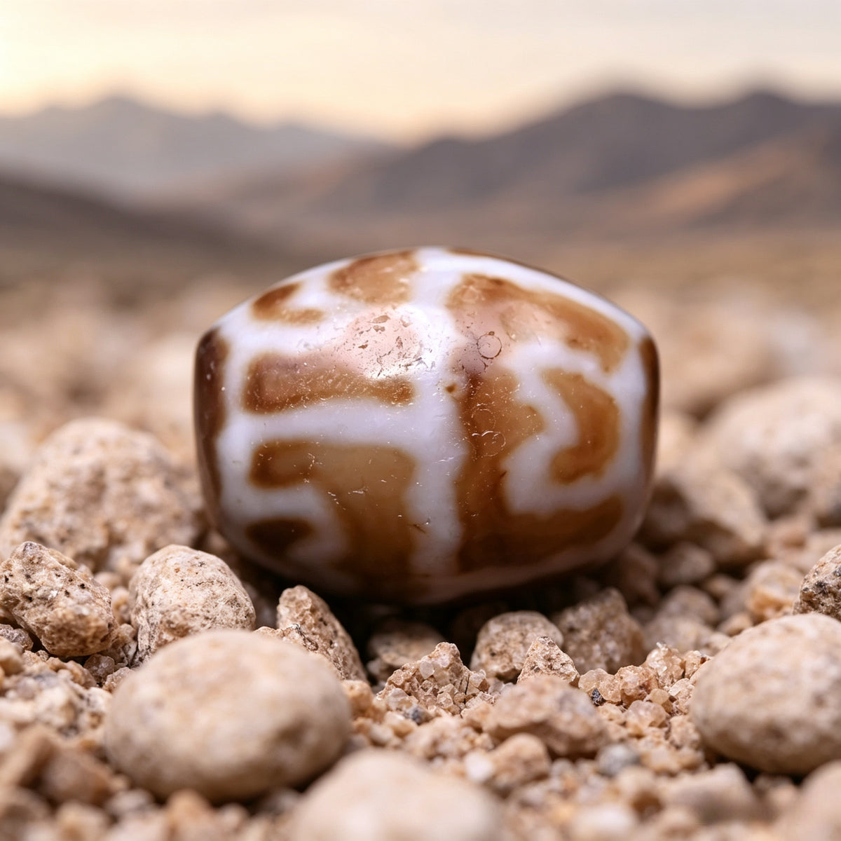 Earth-Gate Pattern Lotus Dalo Dzi Bead