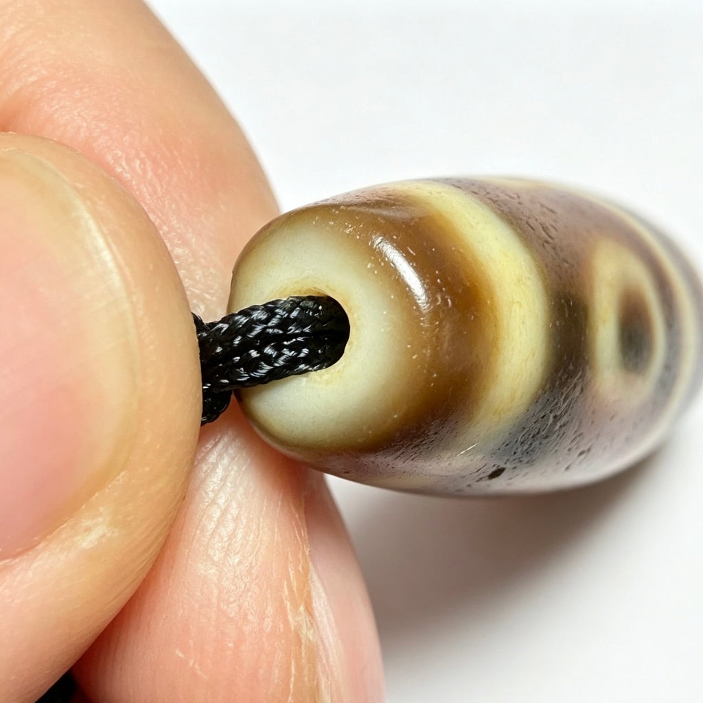 Two-Eyed Dzi Bead Artisanal Dzi Bead - Quality Hand-Finished Replica (Best Seller)