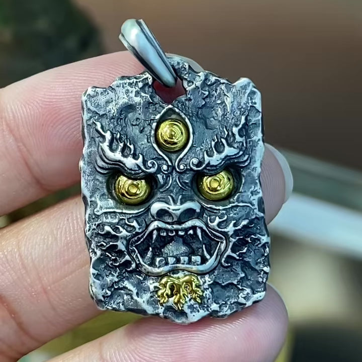 S925 Silver Pendant Exquisitely Inlaid with Mahakala