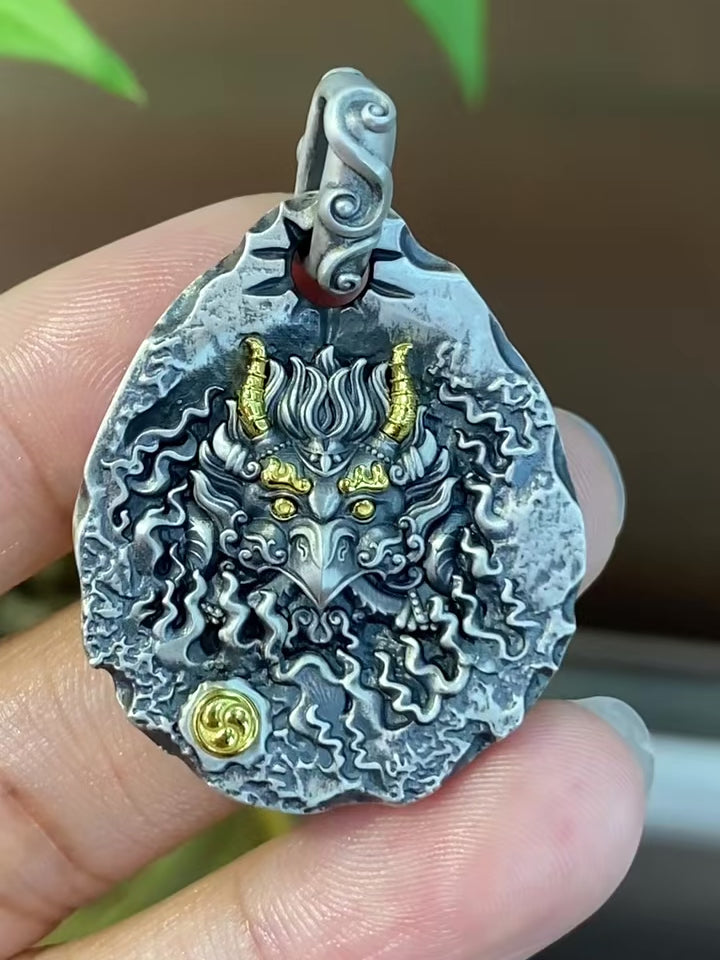 S925 Silver Pendant Masterfully Inlaid with a Garuda