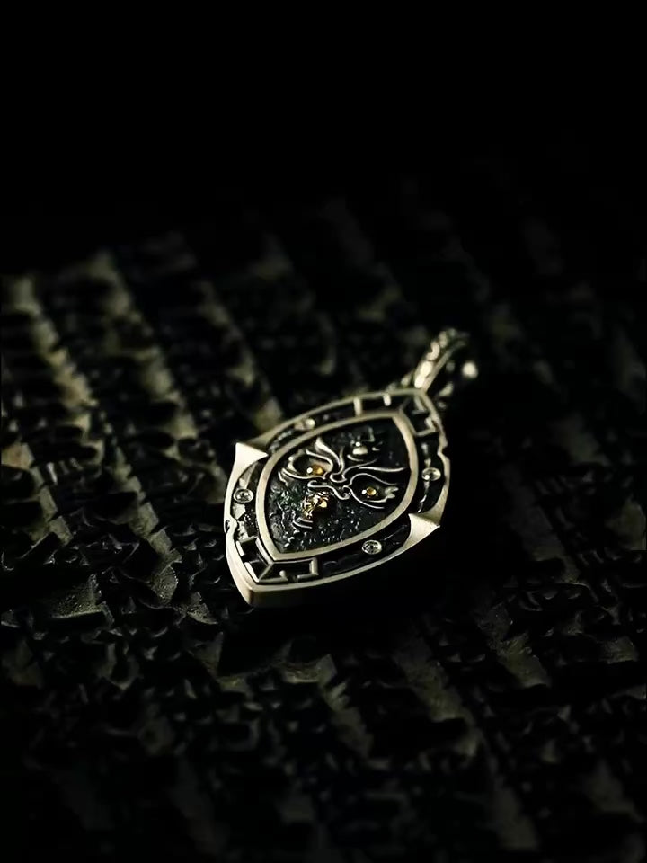 S925 Silver Pendant Exquisitely Inlaid with the All-Seeing Eye of Jambhala