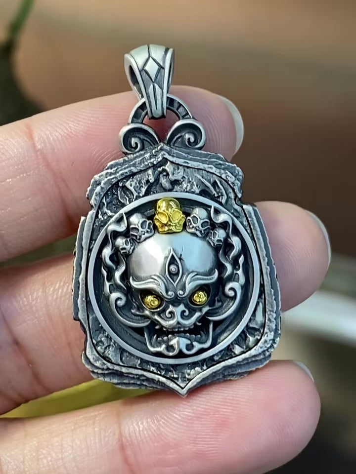 Skull Guardians (Charnel Ground Lords) Pendant in S925 Silver
