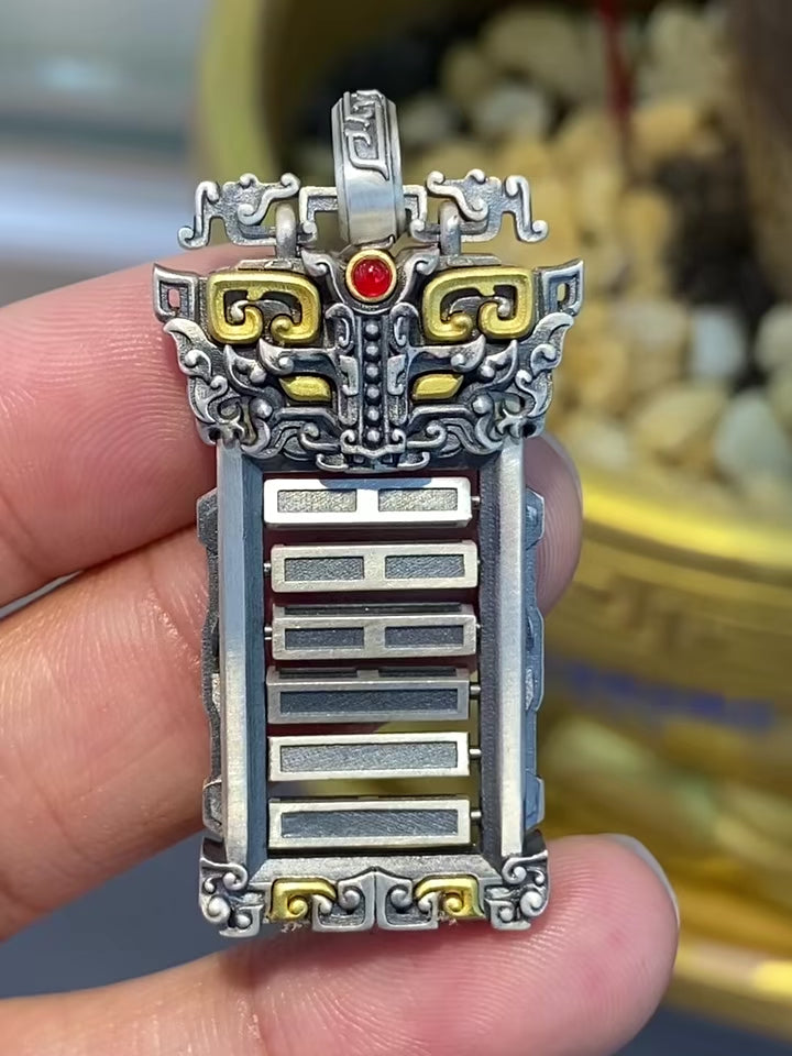 S925 Silver I Ching 64 Hexagrams Pendant (Taoist Divination Tool)